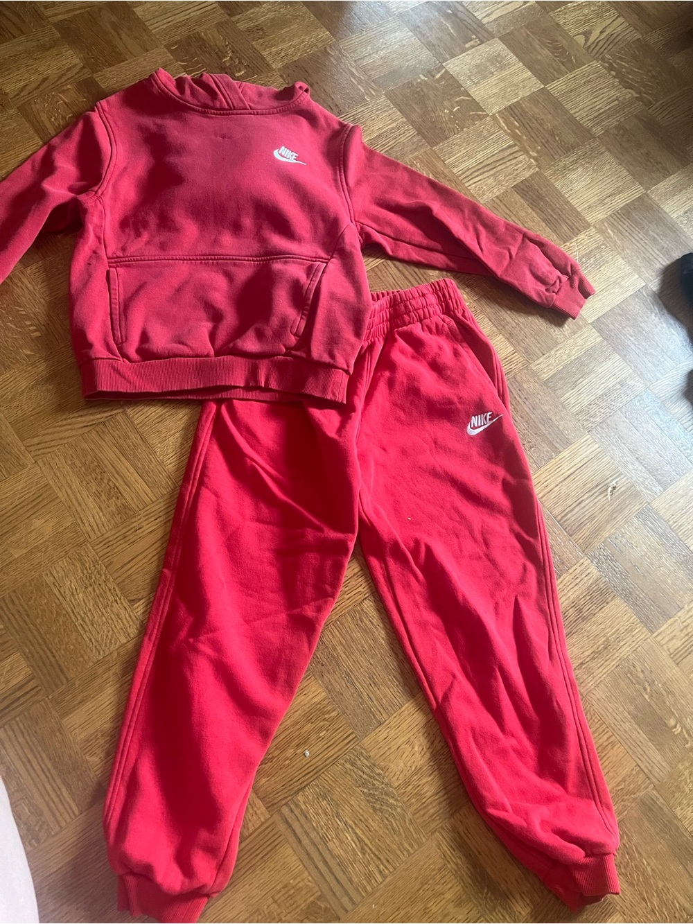 Nike Kids Red Fleece Sweatpants & Hoodie Set
